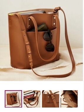 Henny & Lev Vegan Leather Tote Bag - Brown